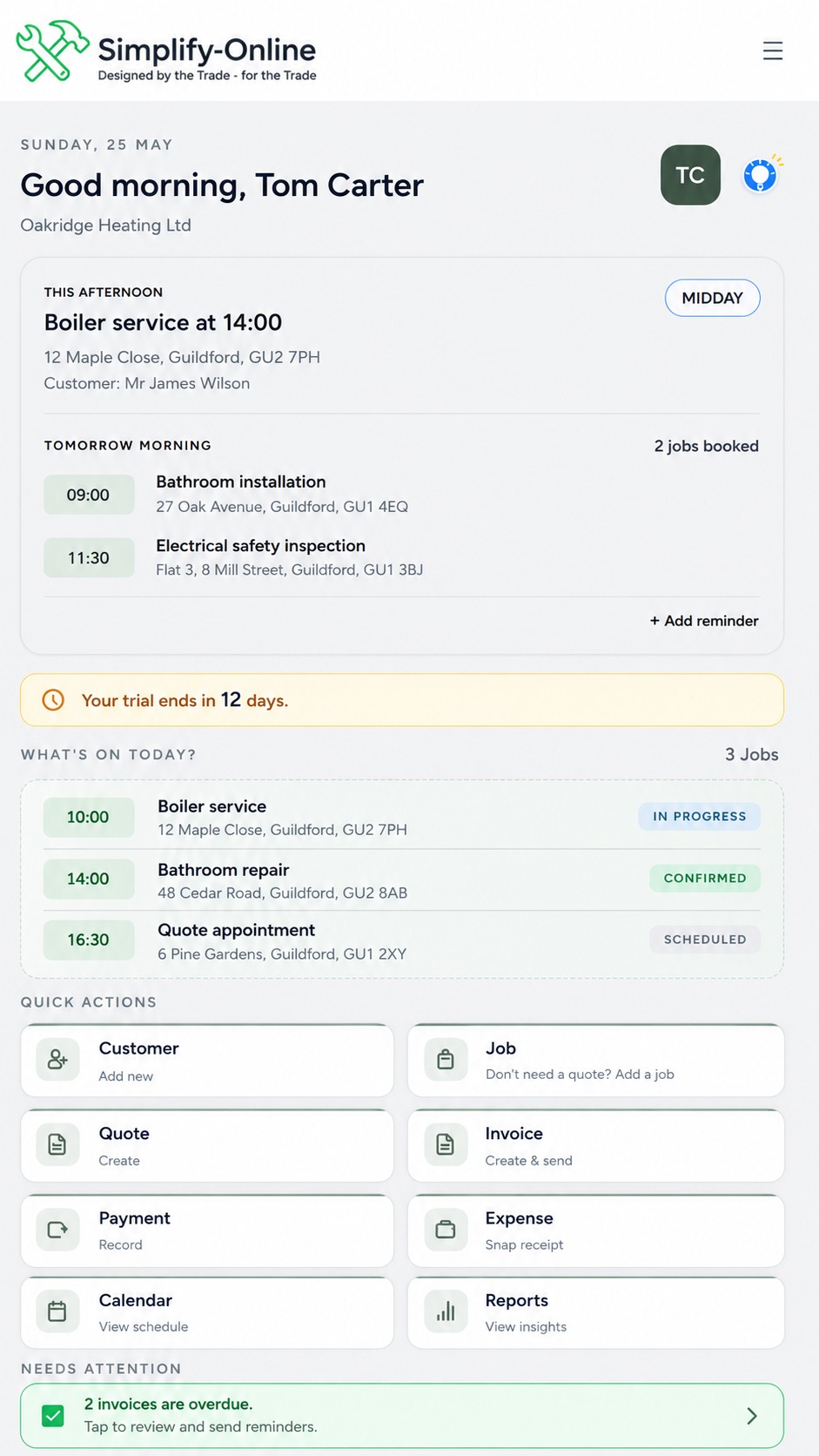 Simplify mobile dashboard